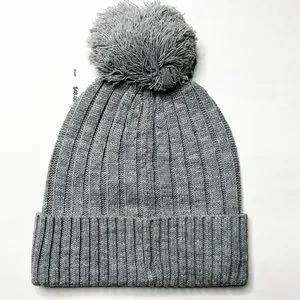 NWT Michael Kors Ribbed Pom Knit Cuffed Beanie Hat Grey OS MICHAEL Michael Kors | Accessories | Nwt Michael Kors Ribbed  main image 2